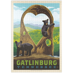 Darstellung des Puzzle-Motivs Gatlinburg, Tennessee: Anakeesta Twigloo Cubs, Vintage Poster – Puzzleteile: 1000