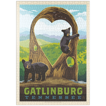 puzzleplate Gatlinburg, Tennessee: Anakeesta Twigloo Cubs, Vintage Poster 1000 Puzzle
