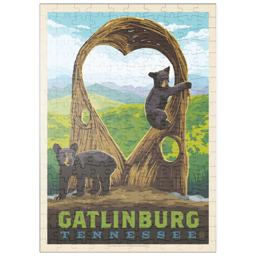 puzzleplate Gatlinburg, Tennessee: Anakeesta Twigloo Cubs, Vintage Poster 200 Puzzle