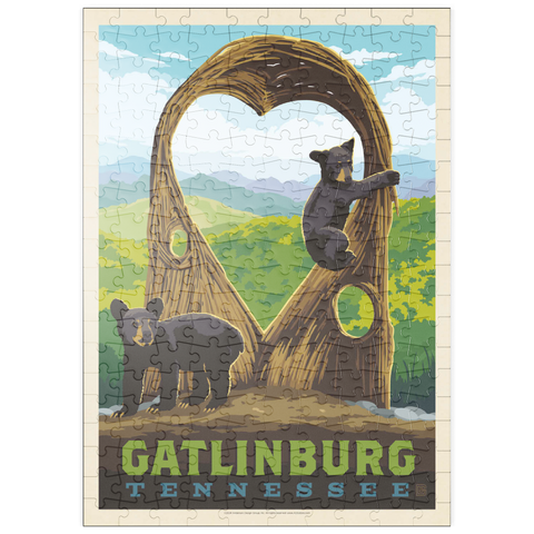 puzzleplate Gatlinburg, Tennessee: Anakeesta Twigloo Cubs, Vintage Poster 200 Puzzle