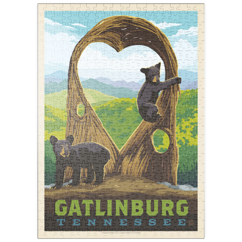 puzzleplate Gatlinburg, Tennessee: Anakeesta Twigloo Cubs, Vintage Poster 500 Puzzle