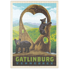 Darstellung des Puzzle Motivs Gatlinburg, Tennessee: Anakeesta Twigloo Cubs, Vintage Poster - Puzzleteile: 500