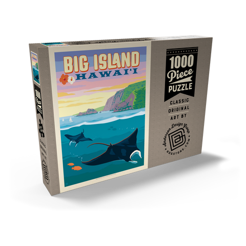 Hawaii: Big Island (Manta Rays), Vintage Poster 1000 Puzzle Schachtel Ansicht2