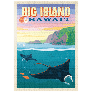 puzzleplate Hawaii: Big Island (Manta Rays), Vintage Poster 1000 Puzzle