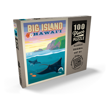 Hawaii: Big Island (Manta Rays), Vintage Poster 100 Puzzle Schachtel Ansicht2