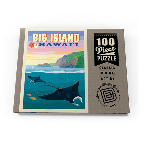 Hawaii: Big Island (Manta Rays), Vintage Poster 100 Puzzle Schachtel Ansicht3