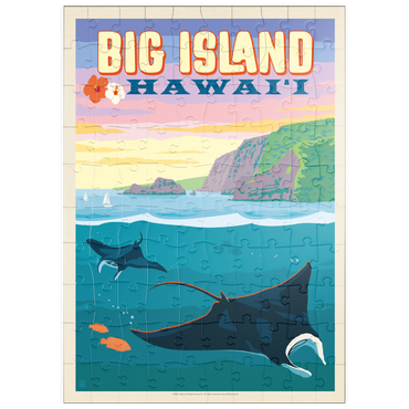 puzzleplate Hawaii: Big Island (Manta Rays), Vintage Poster 100 Puzzle