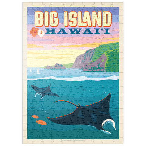 puzzleplate Hawaii: Big Island (Manta Rays), Vintage Poster 200 Puzzle