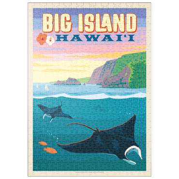 puzzleplate Hawaii: Big Island (Manta Rays), Vintage Poster 500 Puzzle
