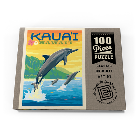 Hawaii: Kaua'i (Dolphins), Vintage Poster 100 Puzzle Schachtel Ansicht3