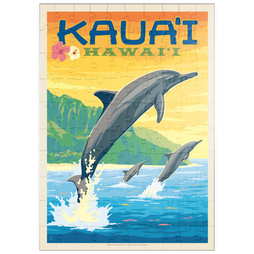 puzzleplate Hawaii: Kaua'i (Dolphins), Vintage Poster 100 Puzzle