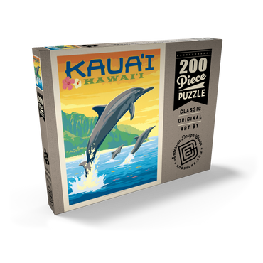 Hawaii: Kaua'i (Dolphins), Vintage Poster 200 Puzzle Schachtel Ansicht2
