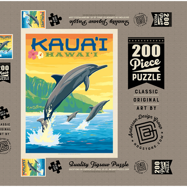 Hawaii: Kaua'i (Dolphins), Vintage Poster 200 Puzzle Schachtel 3D Modell