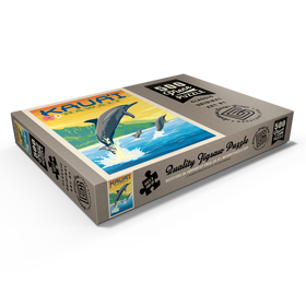 Darstellung des Puzzle Motivs Hawaii: Kaua'i (Dolphins), Vintage Poster - Puzzleteile: 500