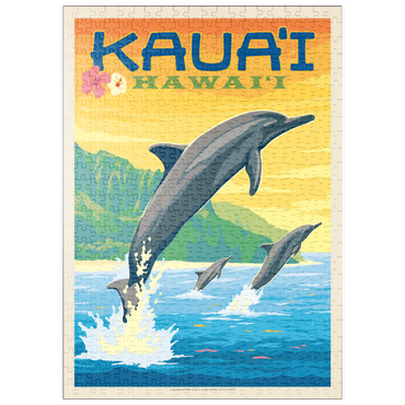 puzzleplate Hawaii: Kaua'i (Dolphins), Vintage Poster 500 Puzzle