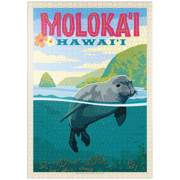 puzzleplate Hawaii: Moloka'i (Monk Seal), Vintage Poster 1000 Puzzle