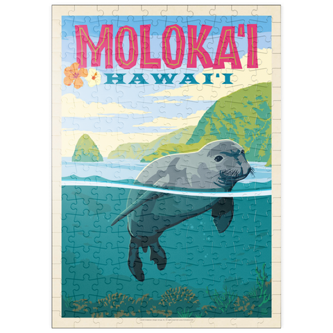 puzzleplate Hawaii: Moloka'i (Monk Seal), Vintage Poster 200 Puzzle