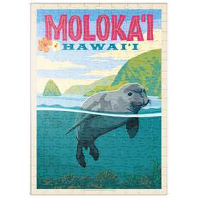 Darstellung des Puzzle Motivs Hawaii: Moloka'i (Monk Seal), Vintage Poster - Puzzleteile: 200