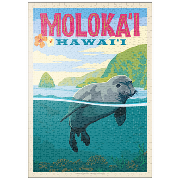 puzzleplate Hawaii: Moloka'i (Monk Seal), Vintage Poster 500 Puzzle