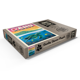 Darstellung des Puzzle Motivs Hawaii: O'ahu (Sea Turtle), Vintage Poster - Puzzleteile: 1000
