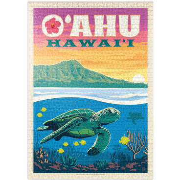 puzzleplate Hawaii: O'ahu (Sea Turtle), Vintage Poster 1000 Puzzle