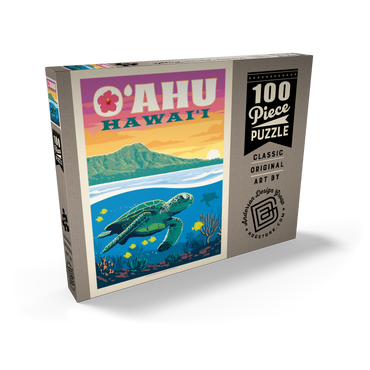 Hawaii: O'ahu (Sea Turtle), Vintage Poster 100 Puzzle Schachtel Ansicht2
