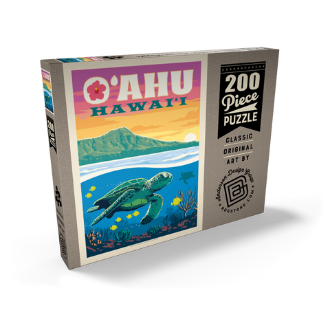 Hawaii: O'ahu (Sea Turtle), Vintage Poster 200 Puzzle Schachtel Ansicht2
