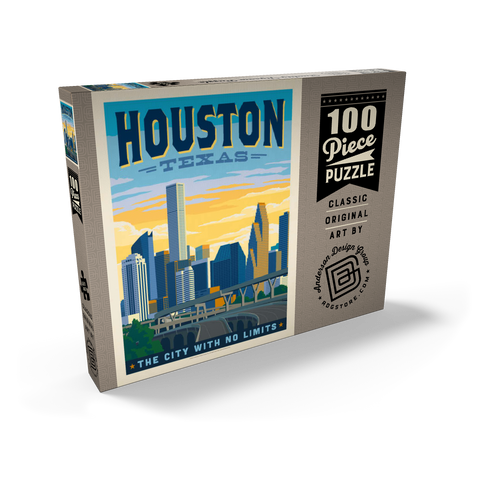 Houston, Texas: City With No Limits, Vintage Poster 100 Puzzle Schachtel Ansicht2