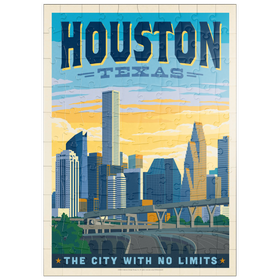 Darstellung des Puzzle Motivs Houston, Texas: City With No Limits, Vintage Poster - Puzzleteile: 100