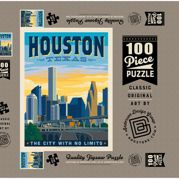 Houston, Texas: City With No Limits, Vintage Poster 100 Puzzle Schachtel 3D Modell
