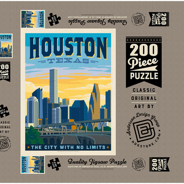 Houston, Texas: City With No Limits, Vintage Poster 200 Puzzle Schachtel 3D Modell