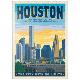 Darstellung des Puzzle Motivs Houston, Texas: City With No Limits, Vintage Poster - Puzzleteile: 500