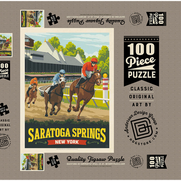 Saratoga Springs, New York, Vintage Poster 100 Puzzle Schachtel 3D Modell