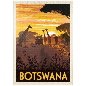 Darstellung des Puzzle Motivs Botswana, Africa, Vintage Poster - Puzzleteile: 1000