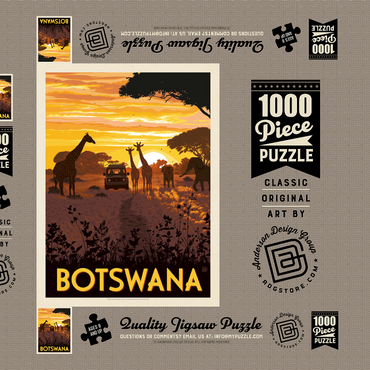 Botswana, Africa, Vintage Poster 1000 Puzzle Schachtel 3D Modell
