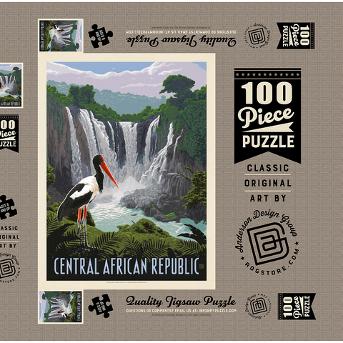 Central African Republic, Vintage Poster 100 Puzzle Schachtel 3D Modell