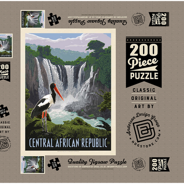 Central African Republic, Vintage Poster 200 Puzzle Schachtel 3D Modell