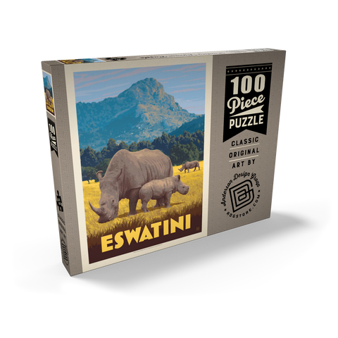 Eswatini, Africa, Vintage Poster 100 Puzzle Schachtel Ansicht2