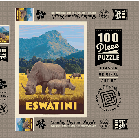 Eswatini, Africa, Vintage Poster 100 Puzzle Schachtel 3D Modell
