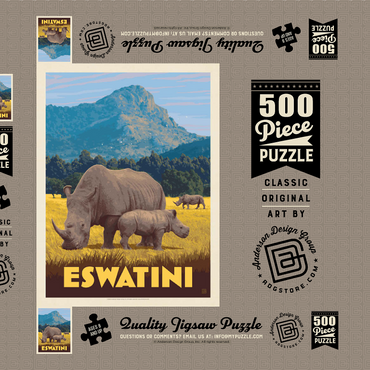 Eswatini, Africa, Vintage Poster 500 Puzzle Schachtel 3D Modell