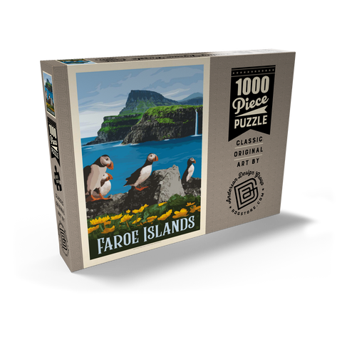 Faroe Islands, Vintage Poster 1000 Puzzle Schachtel Ansicht2