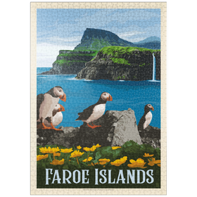 Darstellung des Puzzle Motivs Faroe Islands, Vintage Poster - Puzzleteile: 1000
