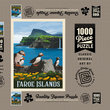 Faroe Islands, Vintage Poster 1000 Puzzle Schachtel 3D Modell