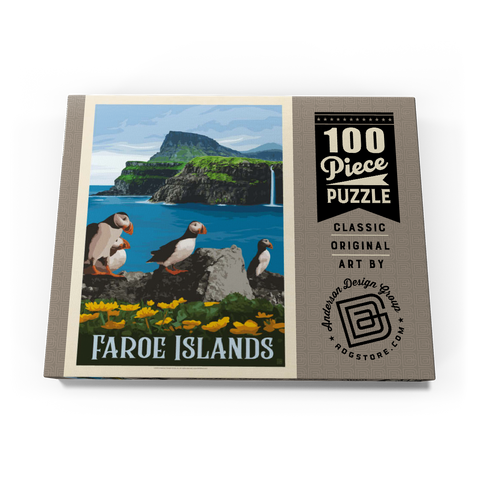 Faroe Islands, Vintage Poster 100 Puzzle Schachtel Ansicht3