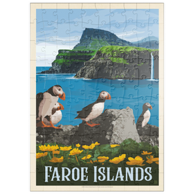 Darstellung des Puzzle Motivs Faroe Islands, Vintage Poster - Puzzleteile: 100