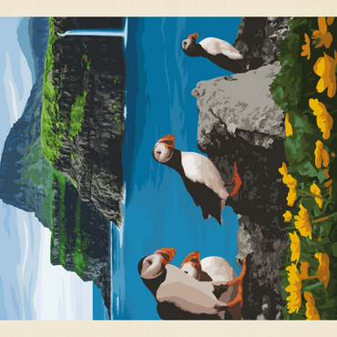 Faroe Islands, Vintage Poster 200 Puzzle 3D Modell
