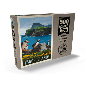 Faroe Islands, Vintage Poster 500 Puzzle Schachtel Ansicht2