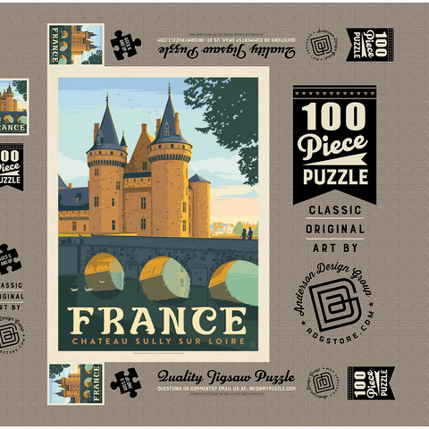 France: Loire Valley, Vintage Poster 100 Puzzle Schachtel 3D Modell