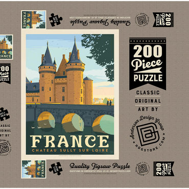 France: Loire Valley, Vintage Poster 200 Puzzle Schachtel 3D Modell