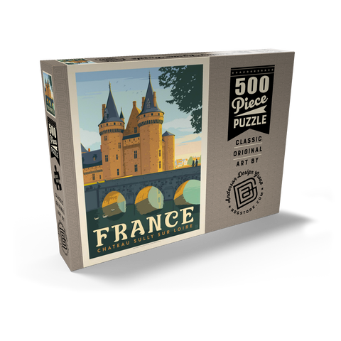 France: Loire Valley, Vintage Poster 500 Puzzle Schachtel Ansicht2
